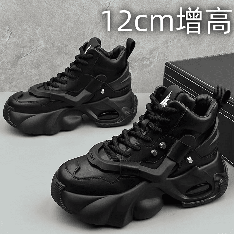 【都会派ハイカット×波型ソール×韓国系】+12.0cm厚底スタイルアップスニーカー