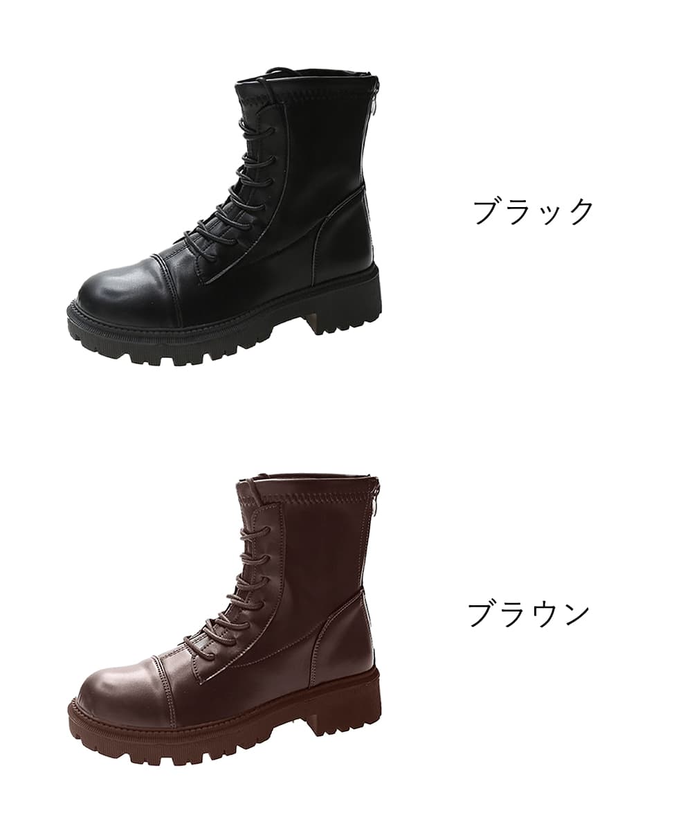 【万能×美脚】厚底レースアップブーツ｜4cmヒール×後ろファスナー×秋冬対応