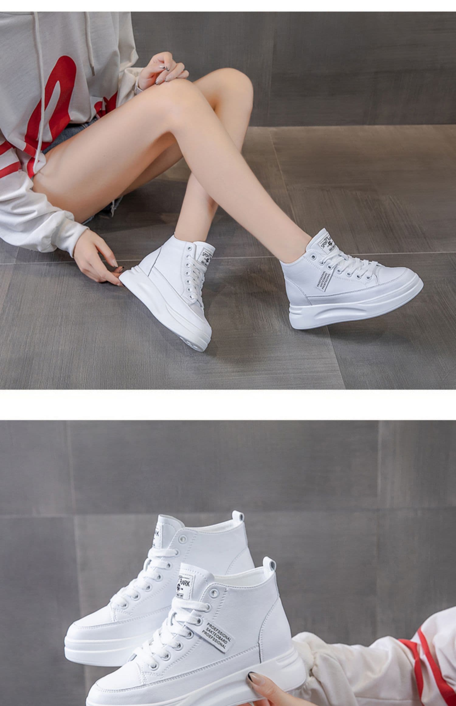 【都市型モダンデザイン × 通気快適構造 × 韓国系ストリート】+6.5cm厚底 スタイルアップハイカットスニーカー