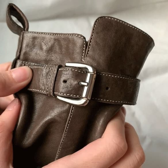 【二重バックル×本革仕様×韓国系】4.5cm厚底ブーツ