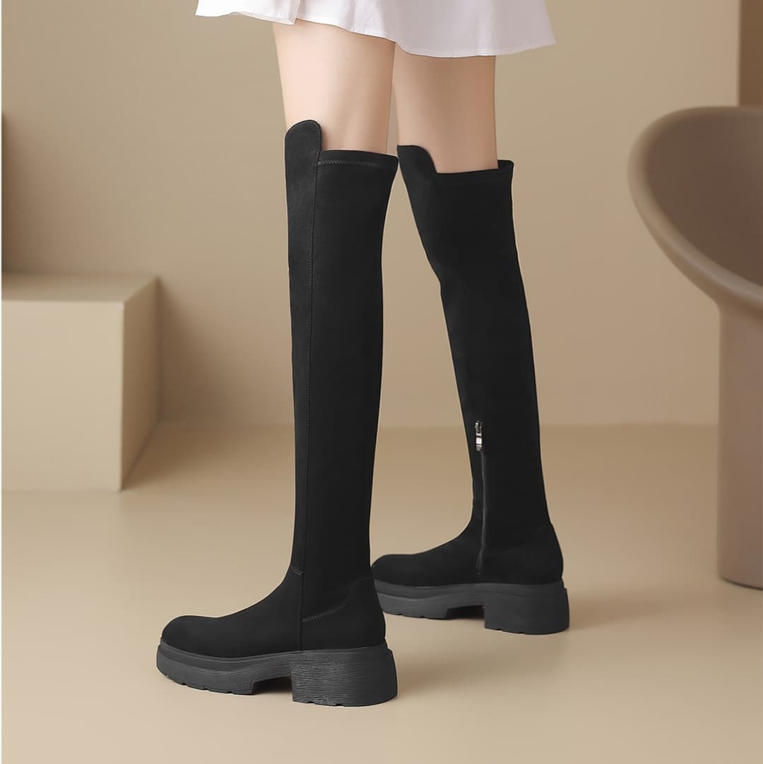 あったか美脚厚底ロングブーツ｜美脚×快適素材×秋冬韓国系