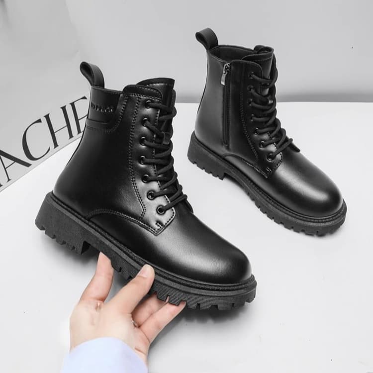 【厚底×編み上げ×ミリタリーテイスト】無骨スタイルブーツ｜5.5cmヒール・3色展開