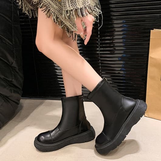 【美脚×着脱ラク×厚底4cm】厚底保温ブーツ