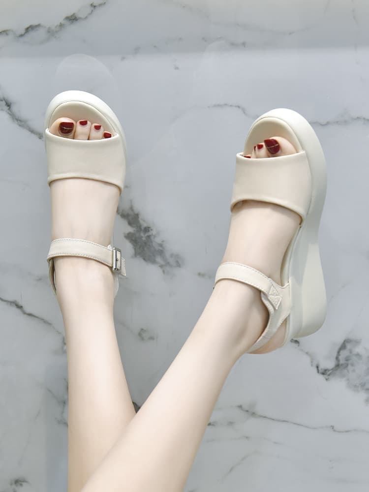 【安定感 × シンプル × 厚底6.0cm】厚底通気性サンダル