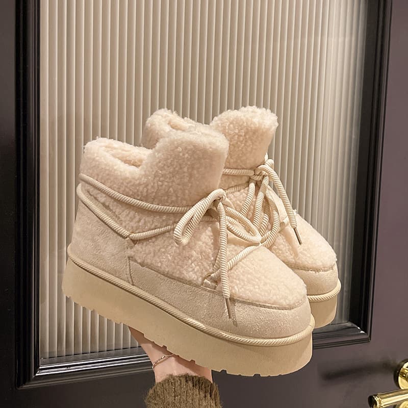 【防寒×スタイルアップ×軽量】+4.5cm厚底ムートンブーツ