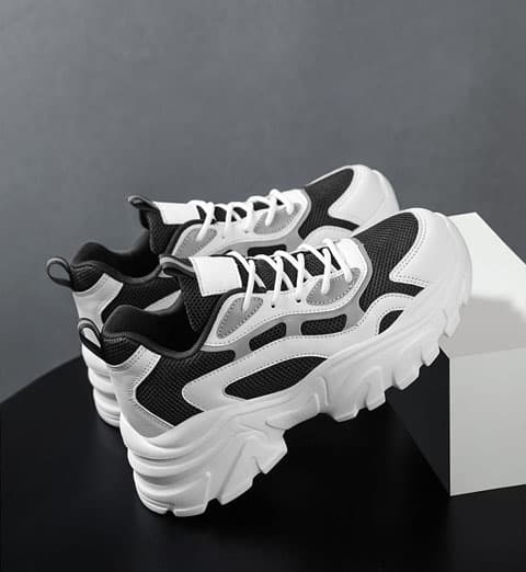 【波形ソール × 衝撃吸収 × 厚底8cm】厚底通気性スニーカー