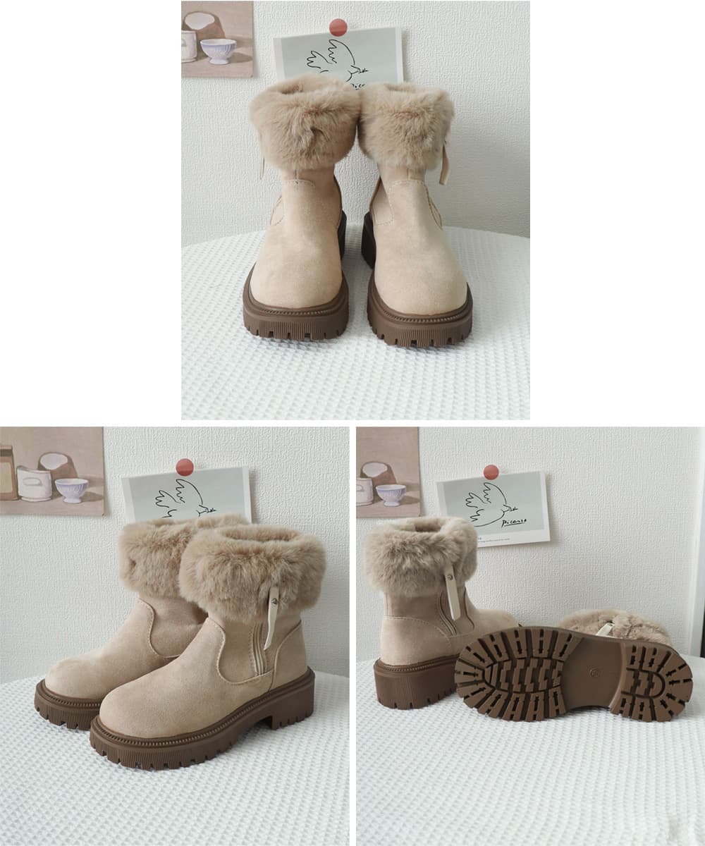 【ぽかぽか×美脚】裏起毛 厚底ショートブーツ｜4cmヒール×サイドジップ×秋冬対応