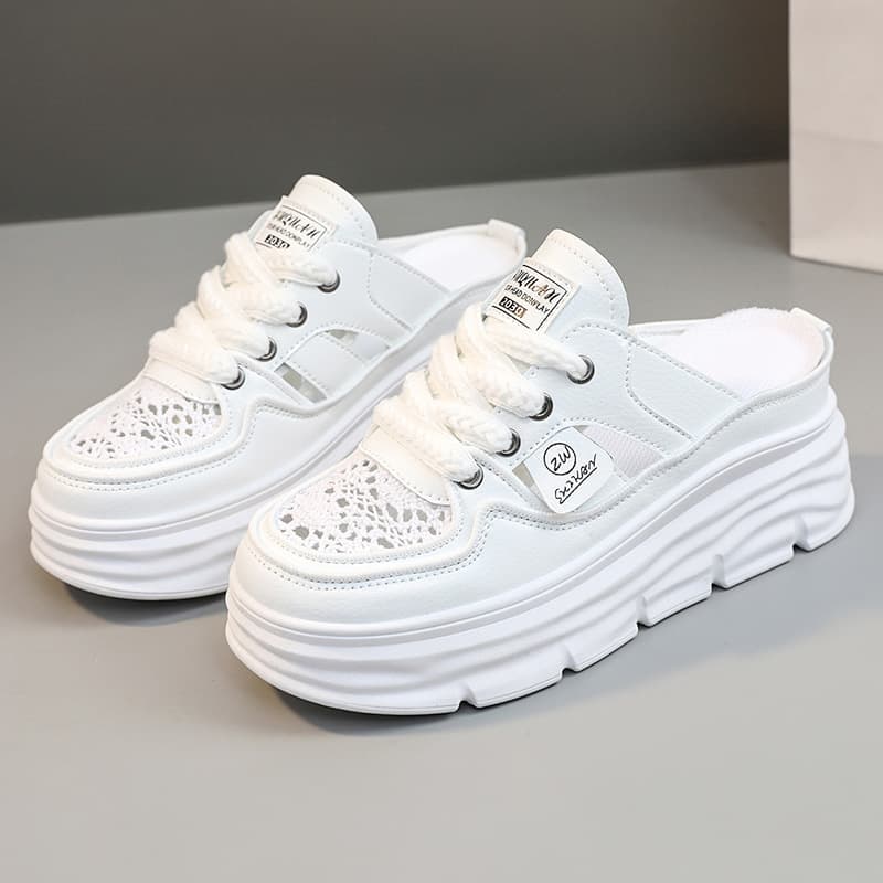 【レース×通気性×厚底7cm】厚底通気性サンダル