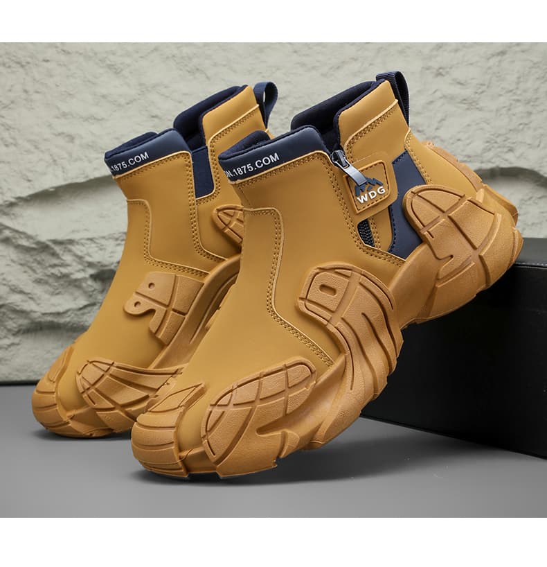【未来系デザイン×衝撃吸収×ジップ着脱】7.0cm厚底ブーツ