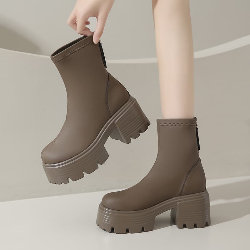 【伸縮性×美脚効果×スタイルアップ】+8ｃｍ厚底保温ブーツ