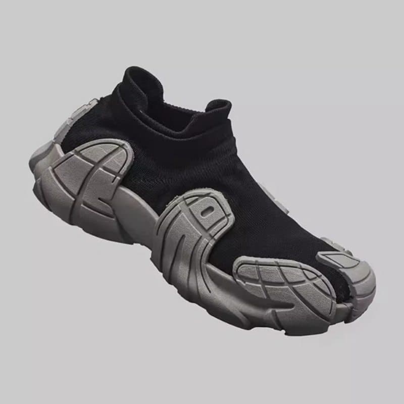 【ブラック×グレー×メッシュ】メンズ厚底スニーカー｜軽量×快適×モダンデザイン