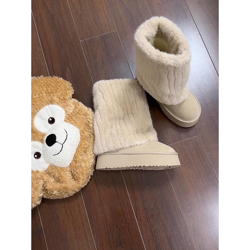 厚底ムートンブーツ ふわもこ素材×スタイルアップ×冬映え