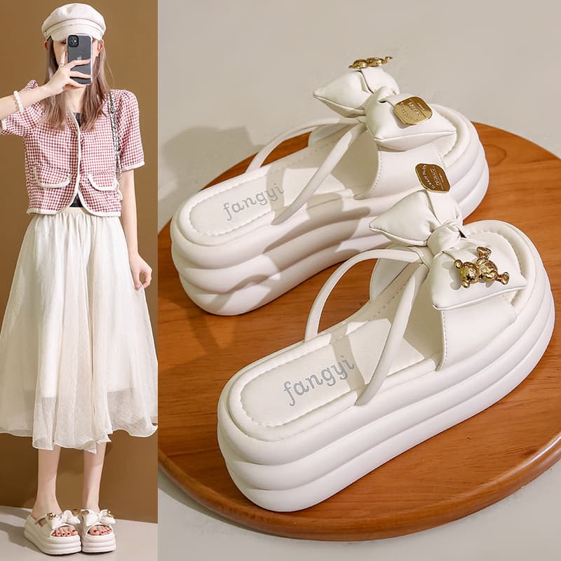 【厚底×リボン×スタイルアップ】可愛さと快適さを両立｜2色展開