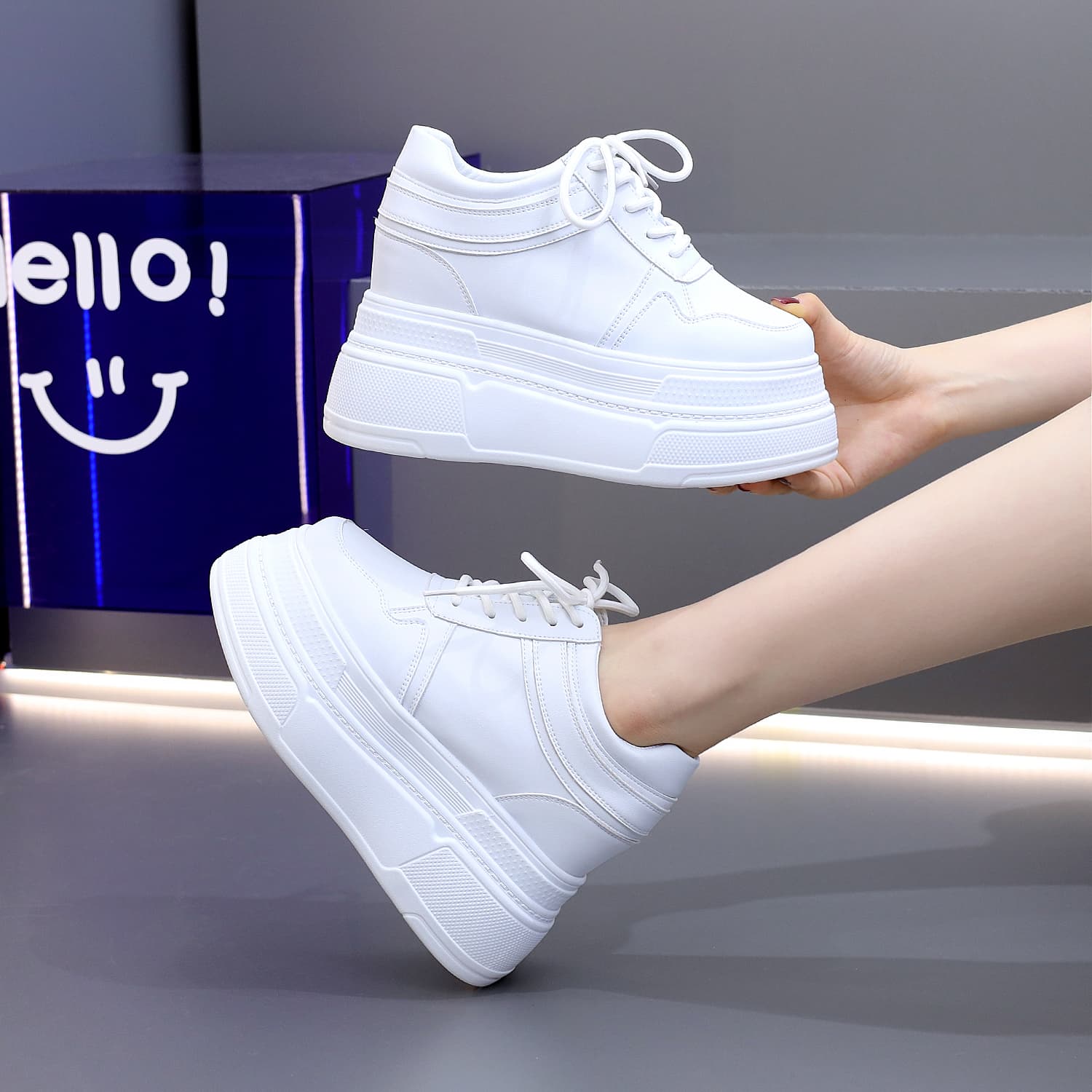 【高さ選べる×軽量】調節式厚底スポーツシューズ｜8〜12cm×快適設計×多色展開
