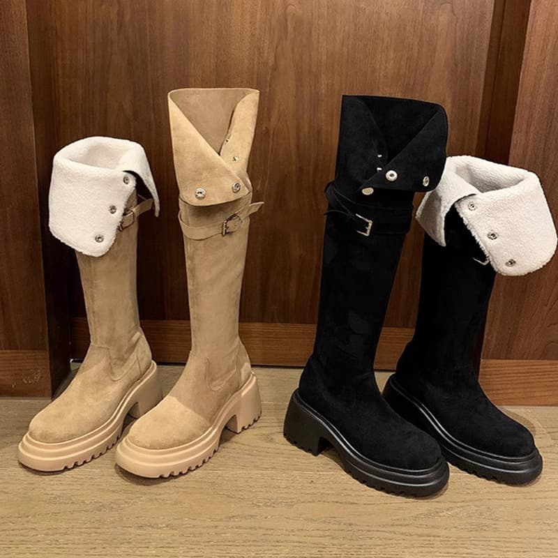 【ファー素材 × ボリューム感 × 厚底8.0cm】厚底ファーブーツ