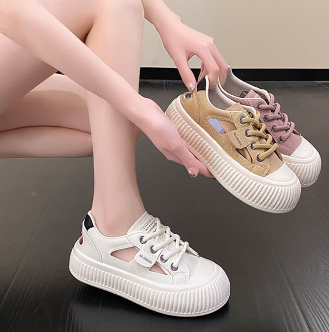 【通気メッシュ×軽量スタイルアップ×韓国系】4.5cm厚底サンダル