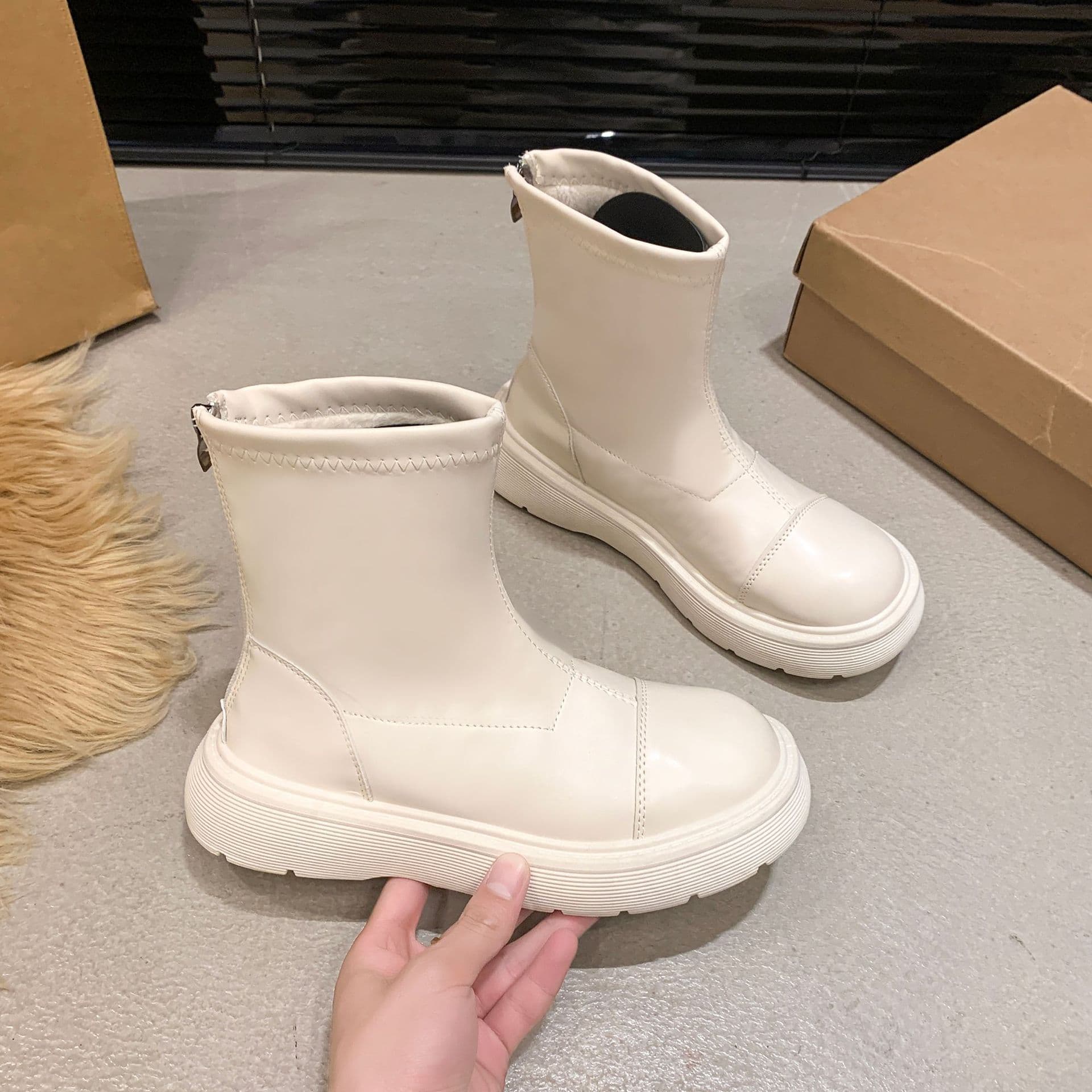 【美脚×着脱ラク×厚底4cm】厚底保温ブーツ