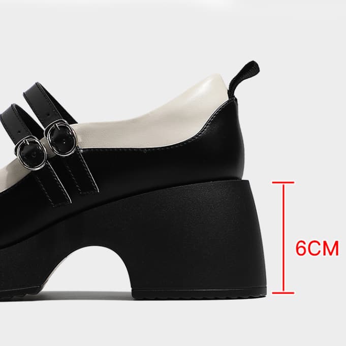 ストラップ付き×ツートンカラー｜美脚厚底パンプス 6cmヒール