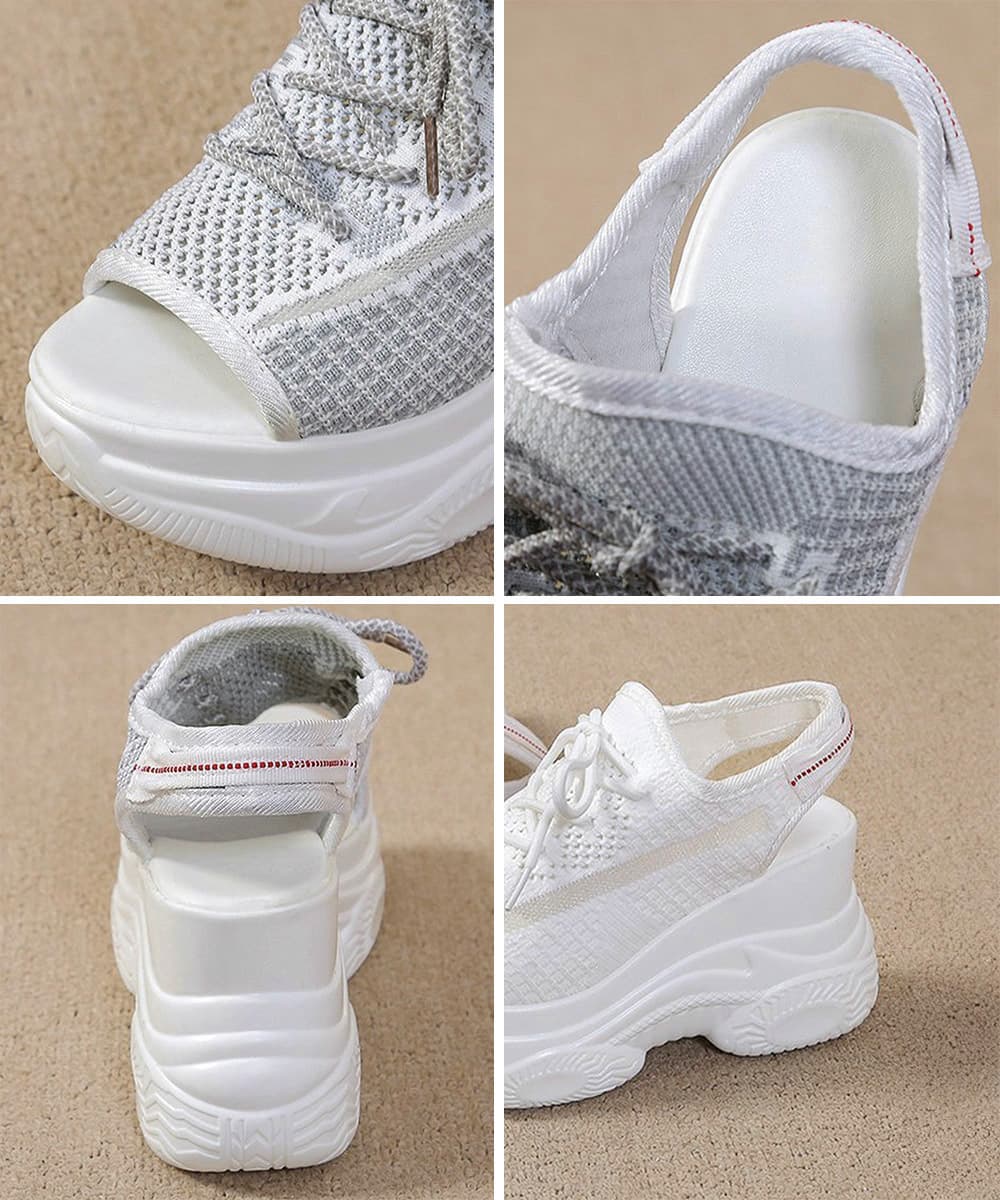 【編み込みメッシュ×スポーツ厚底×通気性】+9cm脚長サンダル