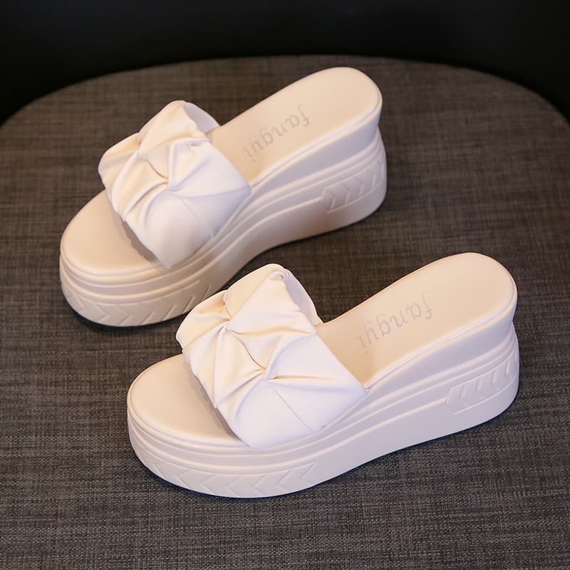 【リボン結び × 柔らか素材 × 厚底6.5cm】厚底通気性サンダル