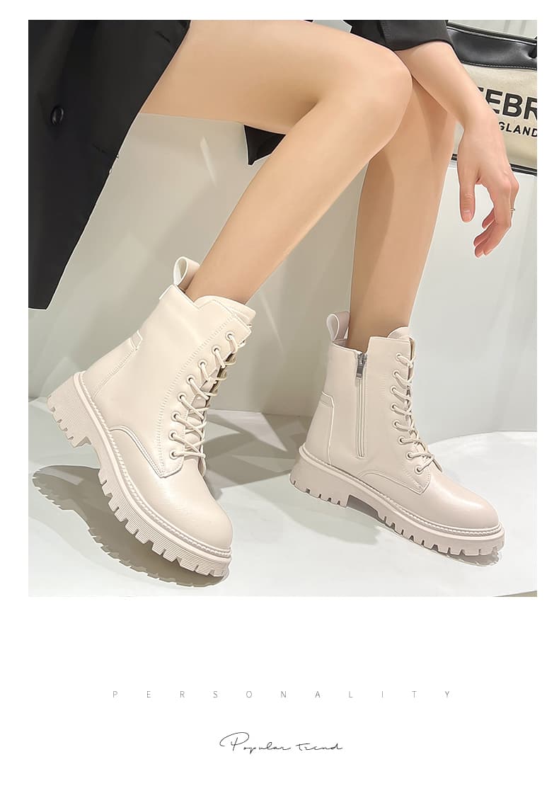 【レースアップ×快適×厚底5cm】厚底保温ブーツ