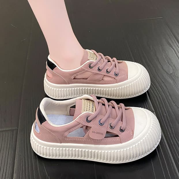 【通気メッシュ×軽量スタイルアップ×韓国系】4.5cm厚底サンダル