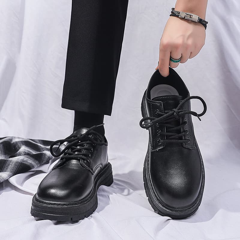 【クラシック×レースアップ×艶感】5.5cm厚底ローファー