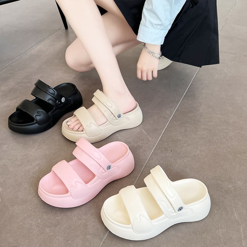 【ふわもこ×2本ベルト】厚底サンダル｜5.5cm厚底×軽量×安定感×夏映え