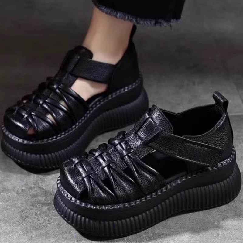 編み込みストラップ×6cm厚底｜新作レディースサンダル