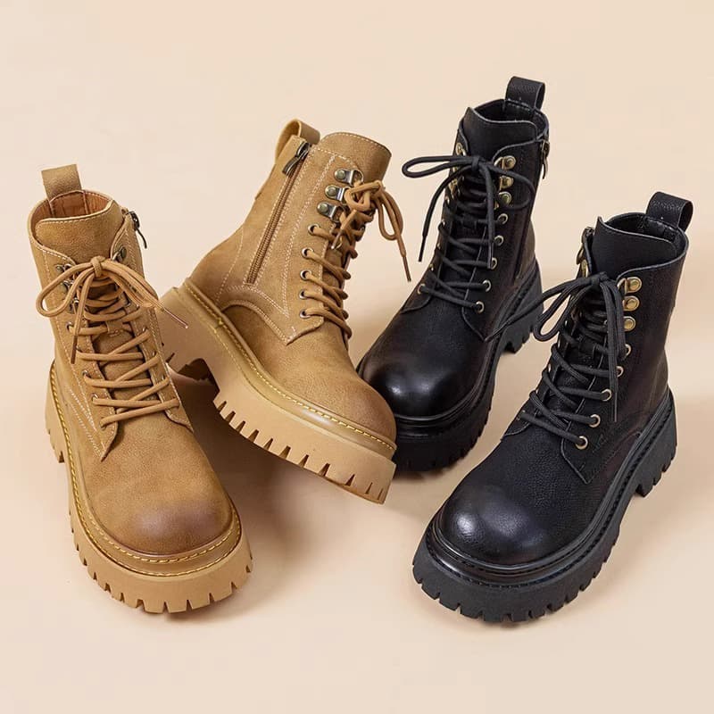 【厚底5cm×レースアップ】ワークテイストブーツ｜頑丈×快適×毎日使える