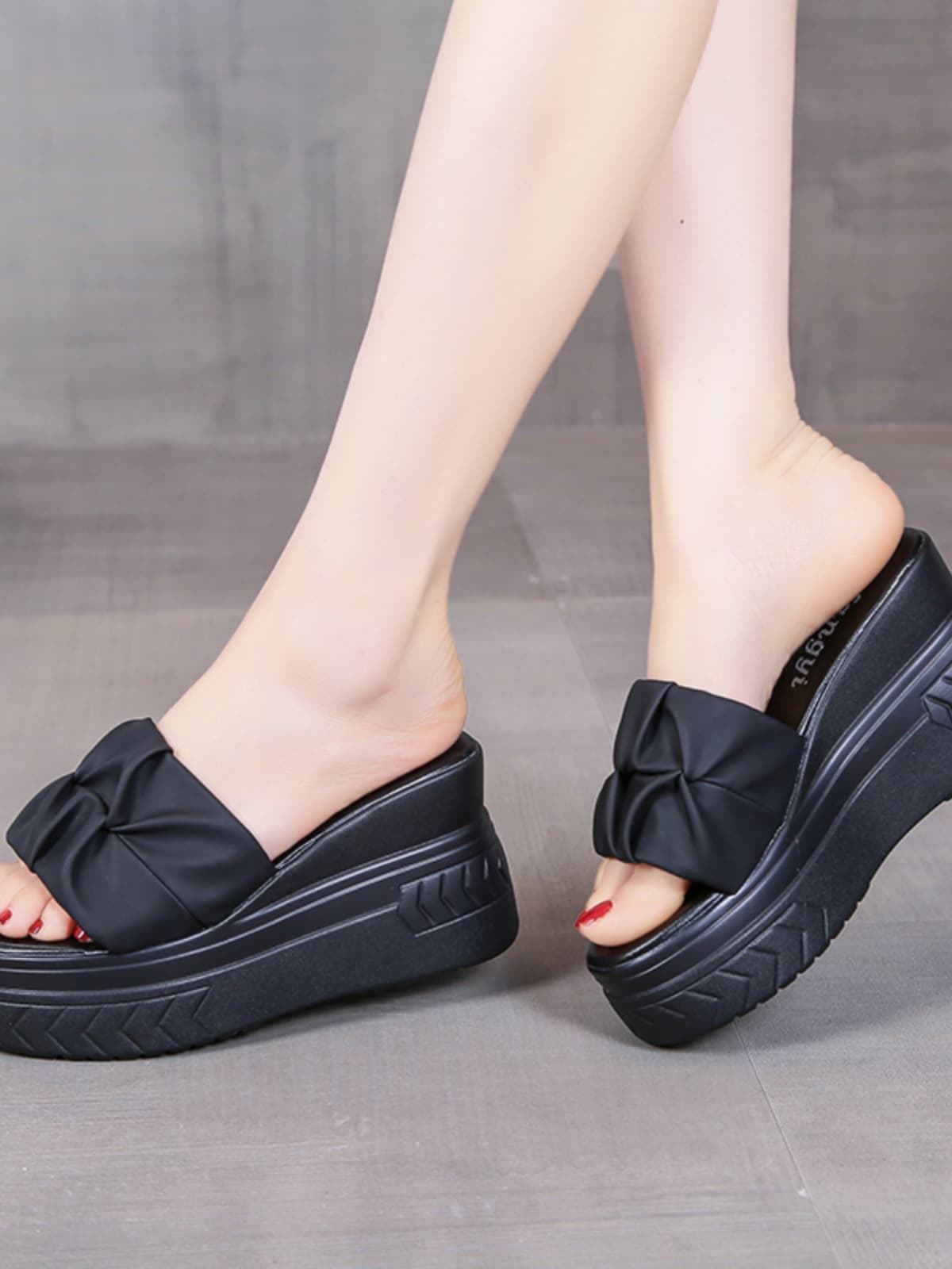 【リボン結び × 柔らか素材 × 厚底6.5cm】厚底通気性サンダル