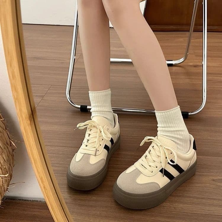 【クラシック × 二本ライン × 厚底5cm】厚底韓国風スニーカー