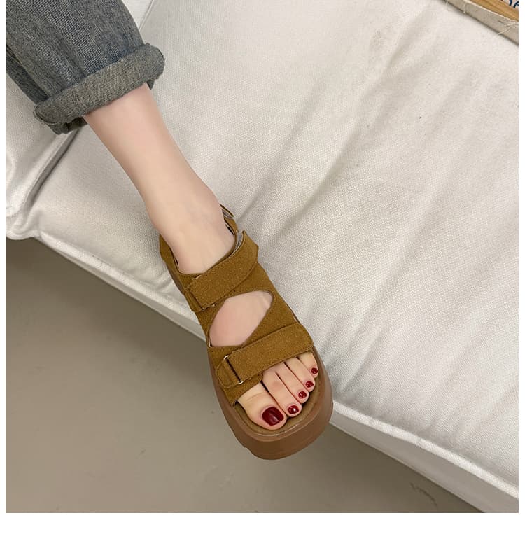【スエード素材 × 凹凸ソール × 厚底7cm】厚底クッション性サンダル