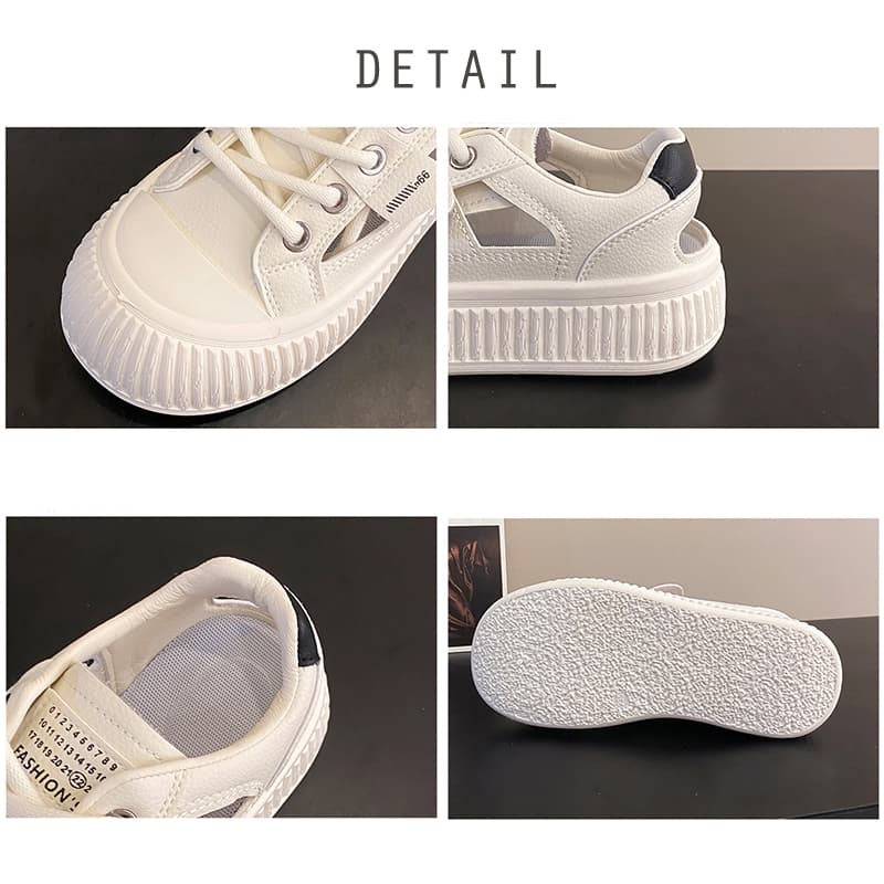 【通気メッシュ×軽量スタイルアップ×韓国系】4.5cm厚底サンダル