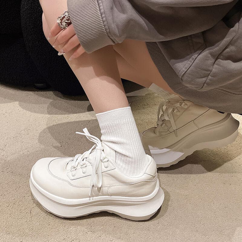 【ふわもこ素材×可愛い系×韓国トレンド】+6cm厚底 身長アップ スニーカー