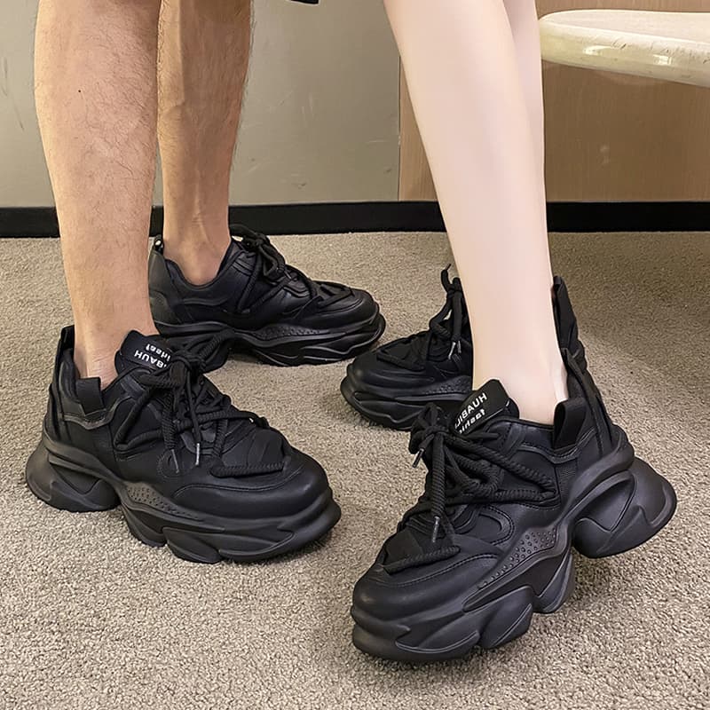 【衝撃吸収 × 安定感 × 厚底5cm】厚底クッション性スポーツシューズ