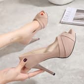 【美脚×華やか×脚長効果】+8cm厚底 オープントゥ パンプス