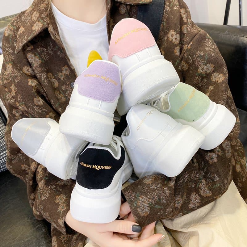 【ボリュームソール × クッション性 × トレンドシンプル】+6cm厚底 レースアップスニーカー