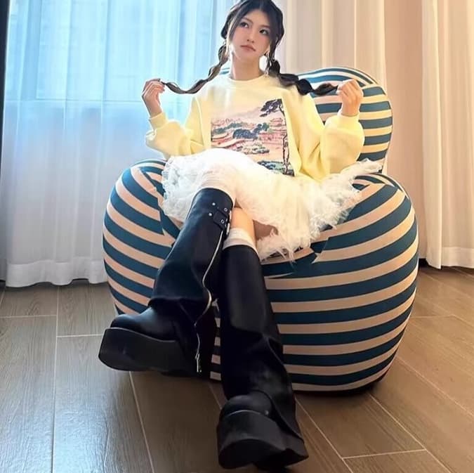 【厚底8cm×ジップ×バックル】スタイル映えロングブーツ|脚長×実用性◎