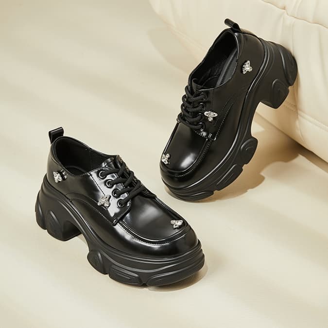 【光沢×飾り石×厚底6.0cm】クラシックローファー|重厚×上品×スタイルアップ