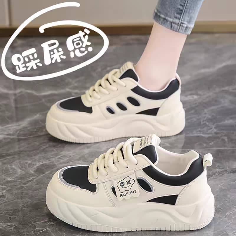 【波型ソール × 通気性 × 厚底5cm】厚底韓国風スニーカー