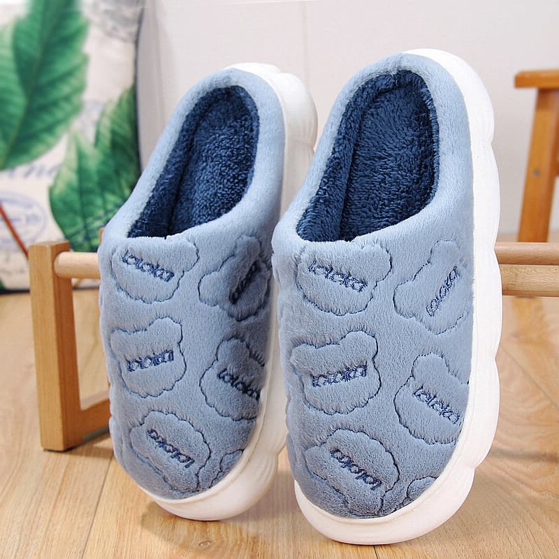 【雲柄刺繍×ふわもこ裏地】もこもこ厚底ルームシューズ|冷え対策・静音・洗える|ギフト対応