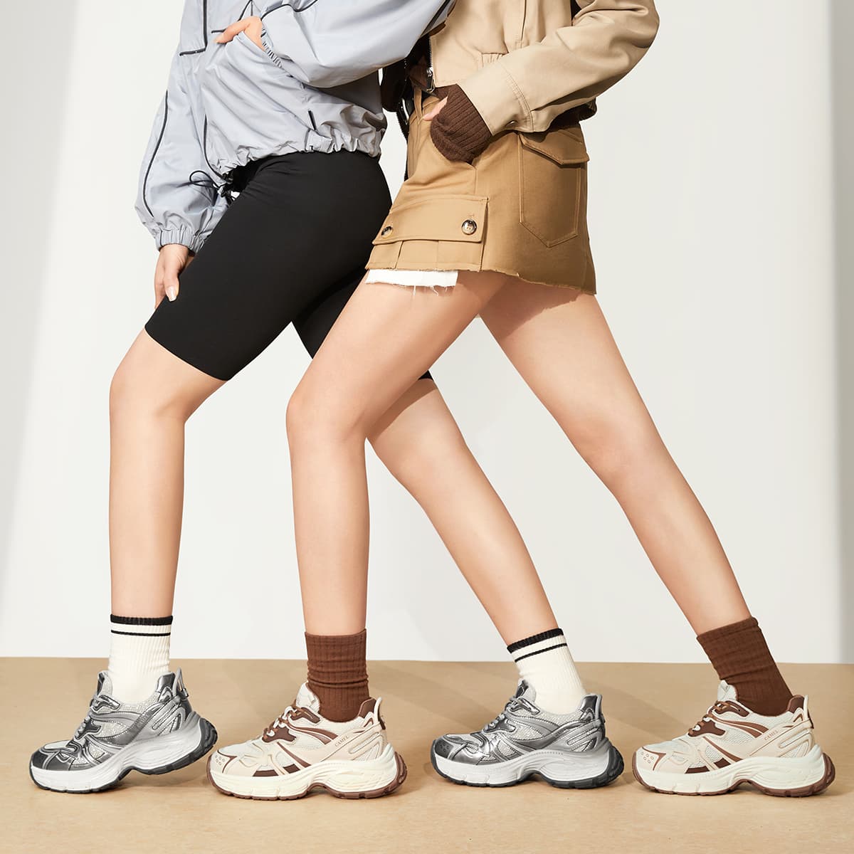 【合皮メッシュ×クッション性×韓国系】7.0cm厚底スポーツシューズ