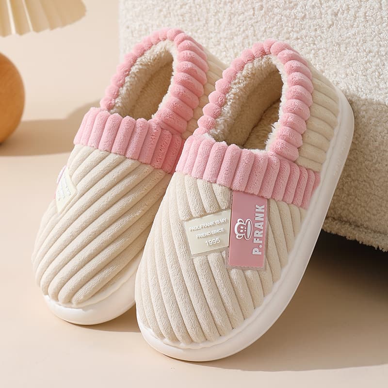 【冷え対策×厚底快適】もこもこコーデュロイルームシューズ|滑り止め×裏起毛×男女兼用