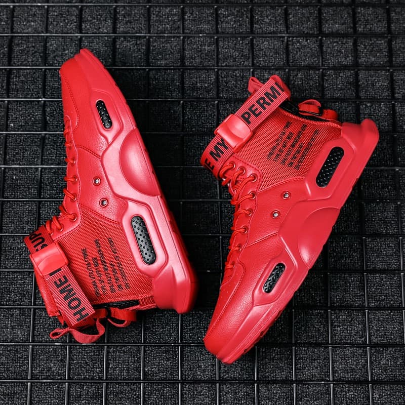 【立体ロゴデザイン × 異素材ストリート × 衝撃吸収ソール】+6.5cm厚底 ハイカットスニーカー