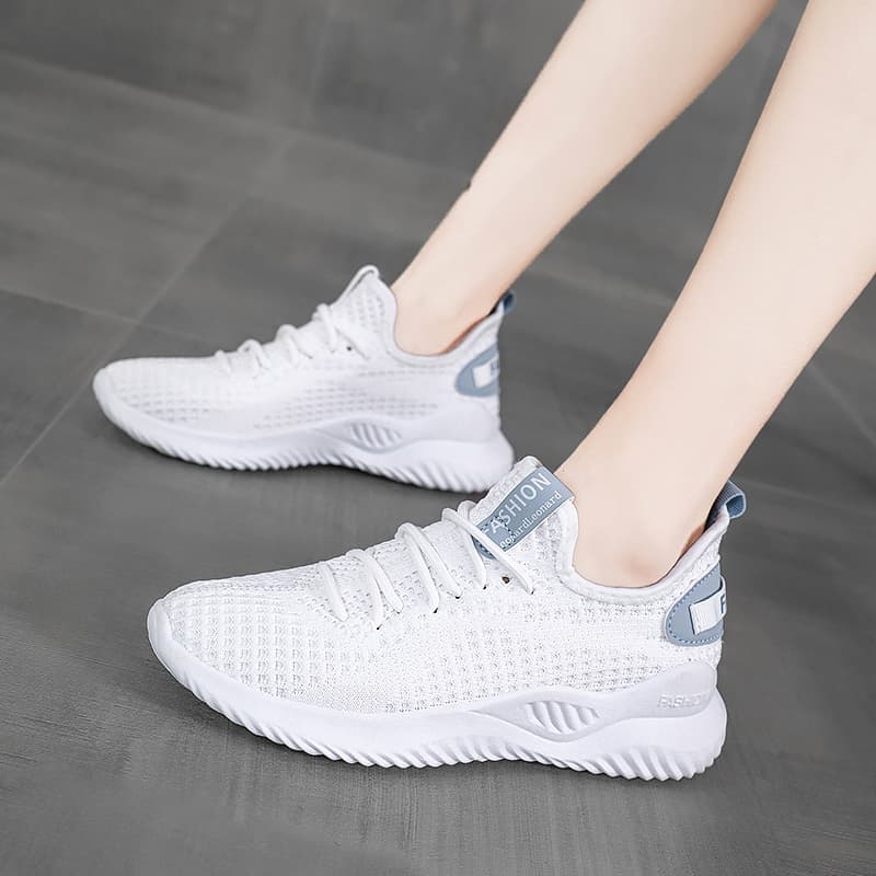 【メッシュ編み×通気クッション×韓国系】+5.5cm厚底スポーツスニーカー|ブラック/ホワイト/クリーム・27.0cm対応