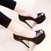 【美脚×艶感×脚長シルエット】+10cm厚底 エナメル/スエード ハイヒールパンプス レディース