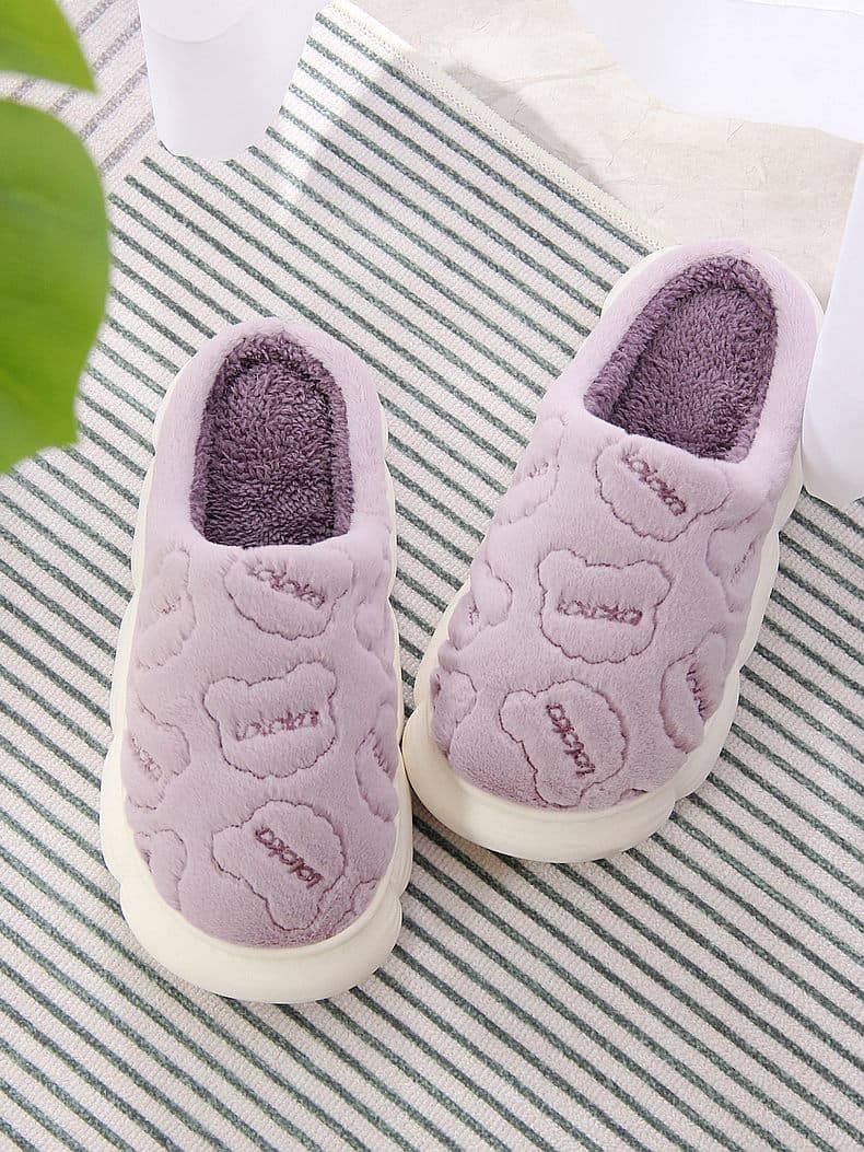 【雲柄刺繍×ふわもこ裏地】もこもこ厚底ルームシューズ|冷え対策・静音・洗える|ギフト対応